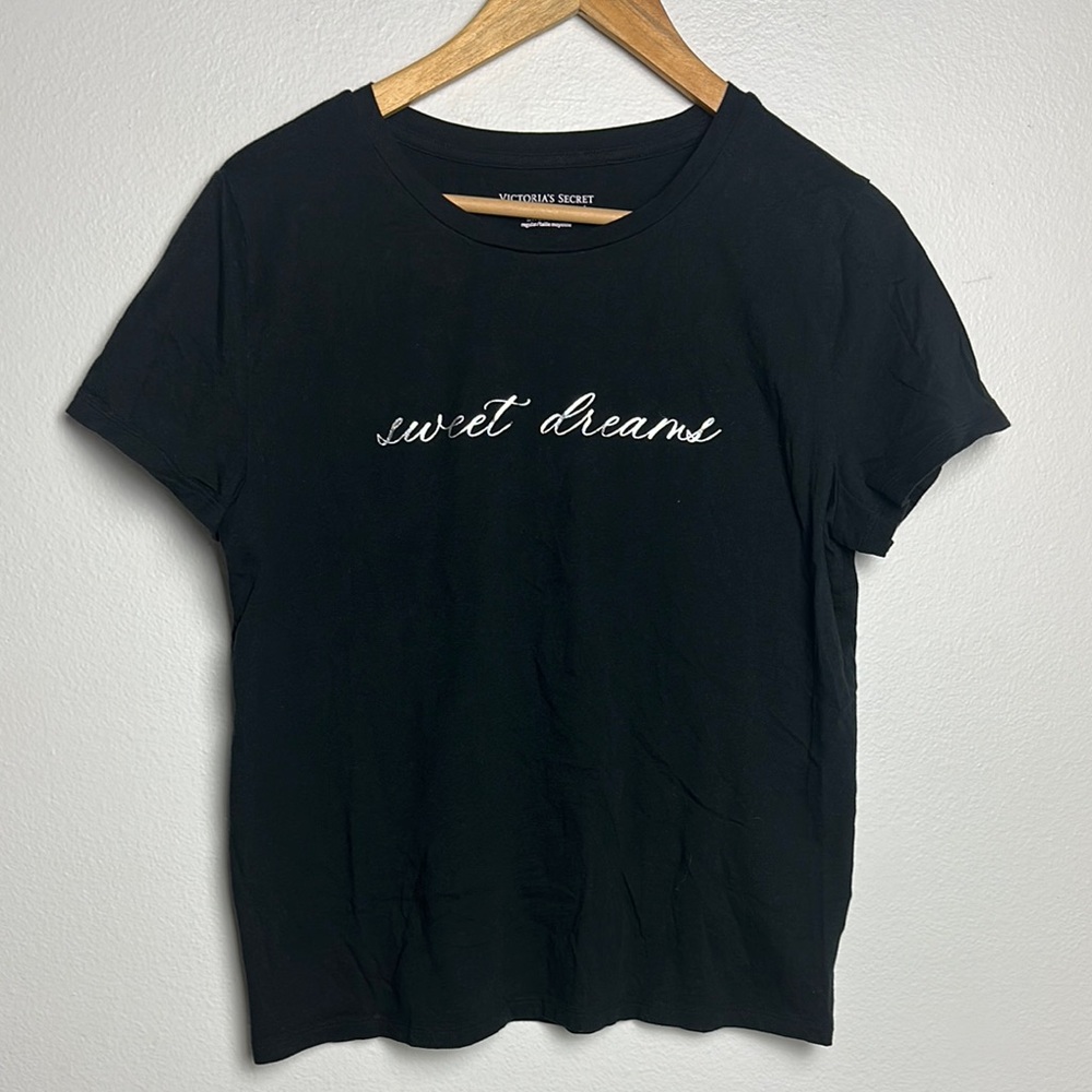 Victoria’s Secret Sweet Dreams Black Sleep Tee Small - Picture 2 of 7